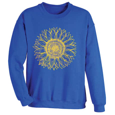 Sunflower Drawing T-Shirt or Sweatshirt - Royal Blue
