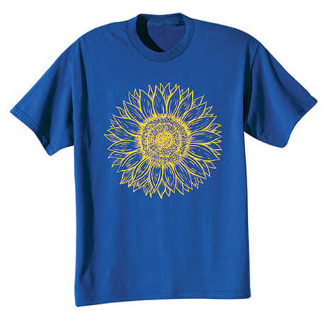 Sunflower Drawing T-Shirt or Sweatshirt - Royal Blue