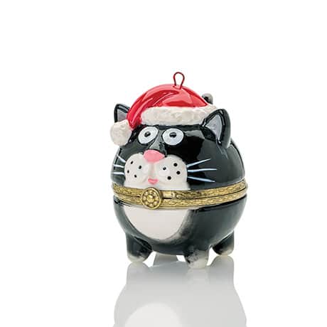 PRE-ORDER: Porcelain Surprise Ornament - Fat Cat with Christmas Hat