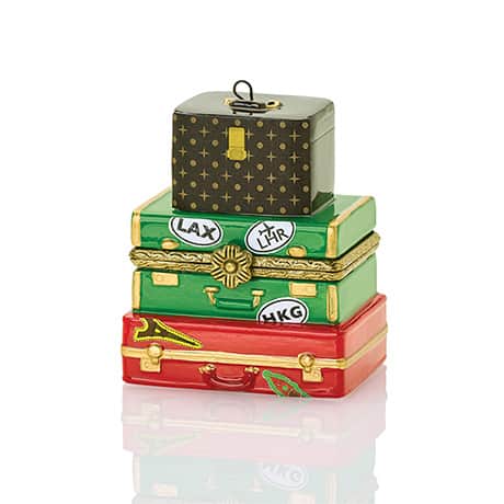 PRE-ORDER: Porcelain Surprise Ornament - Stacked Luggage