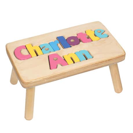 Personalized Children's Wooden Puzzle Step Stool - 2 Names