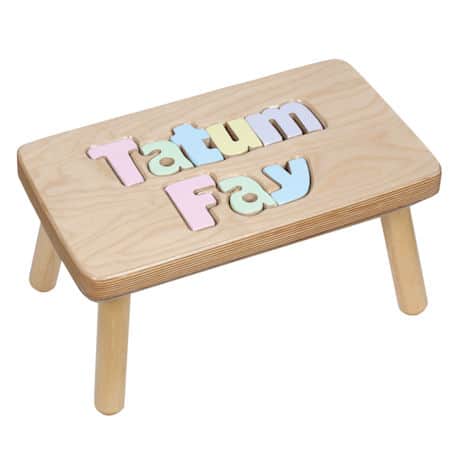 Personalized Children's Wooden Puzzle Step Stool - 2 Names