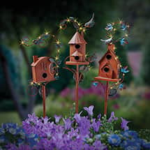 Alternate image Rustic Birdhouse Solar Garden Stake