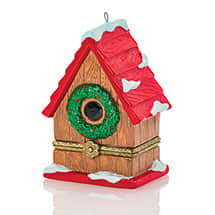 Alternate image PRE-ORDER: Porcelain Surprise Ornament - Birdhouse Wreath