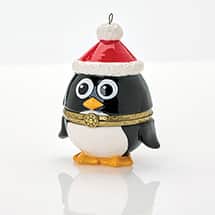 Alternate image PRE-ORDER: Porcelain Surprise Ornament - Round Penguin