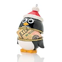 Alternate image PRE-ORDER: Porcelain Surprise Ornament - Round Penguin
