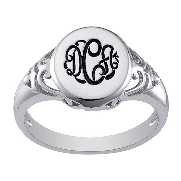 Monogram Signet Ring In Silver