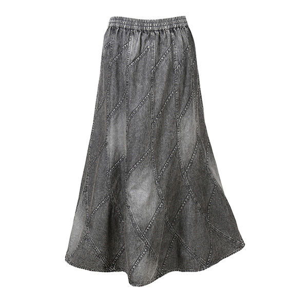 Catalog Classics Women's Denim Skirt, Flared A-Line Patchwork Stitched ...