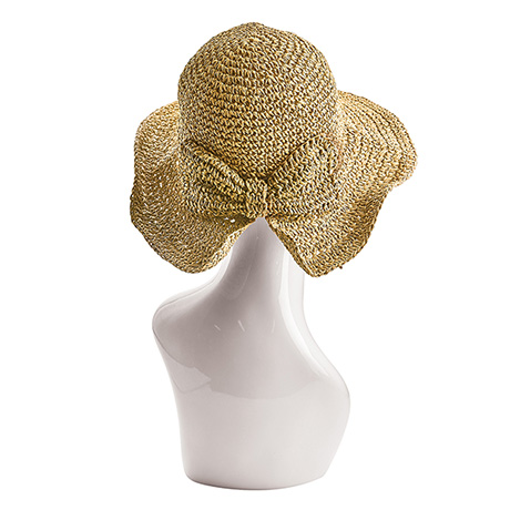 Floriana Women's Crocheted Straw Hat - Packable Split Back Sun Hat with Bow, Size: One size, Beige