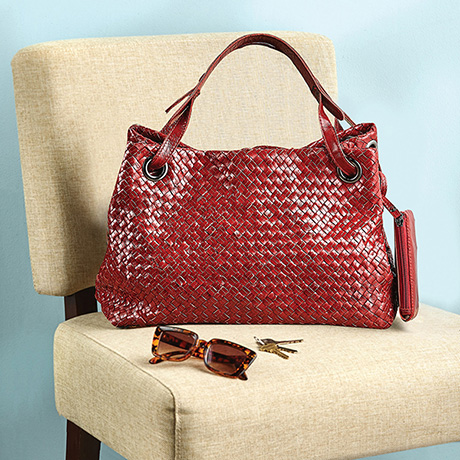 Amerileather Cybil Woven Leather Tote Bag