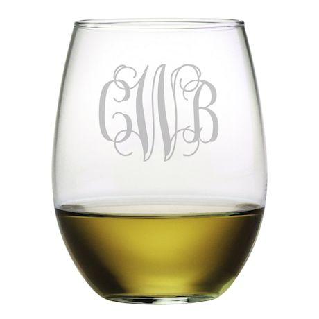 Monogram Stemless Wine Glasses - Set of 4