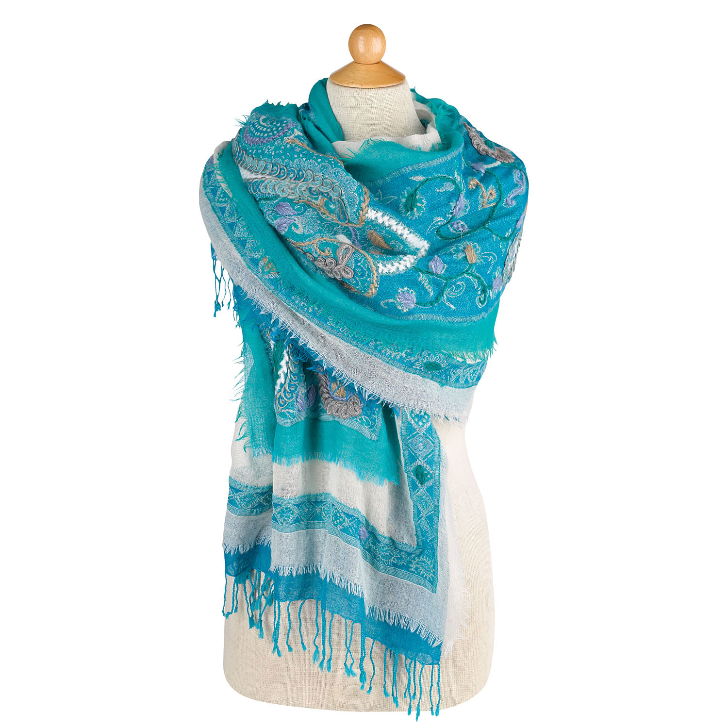 Blue on Blue Embroidered Wrap | Signals | HX6197