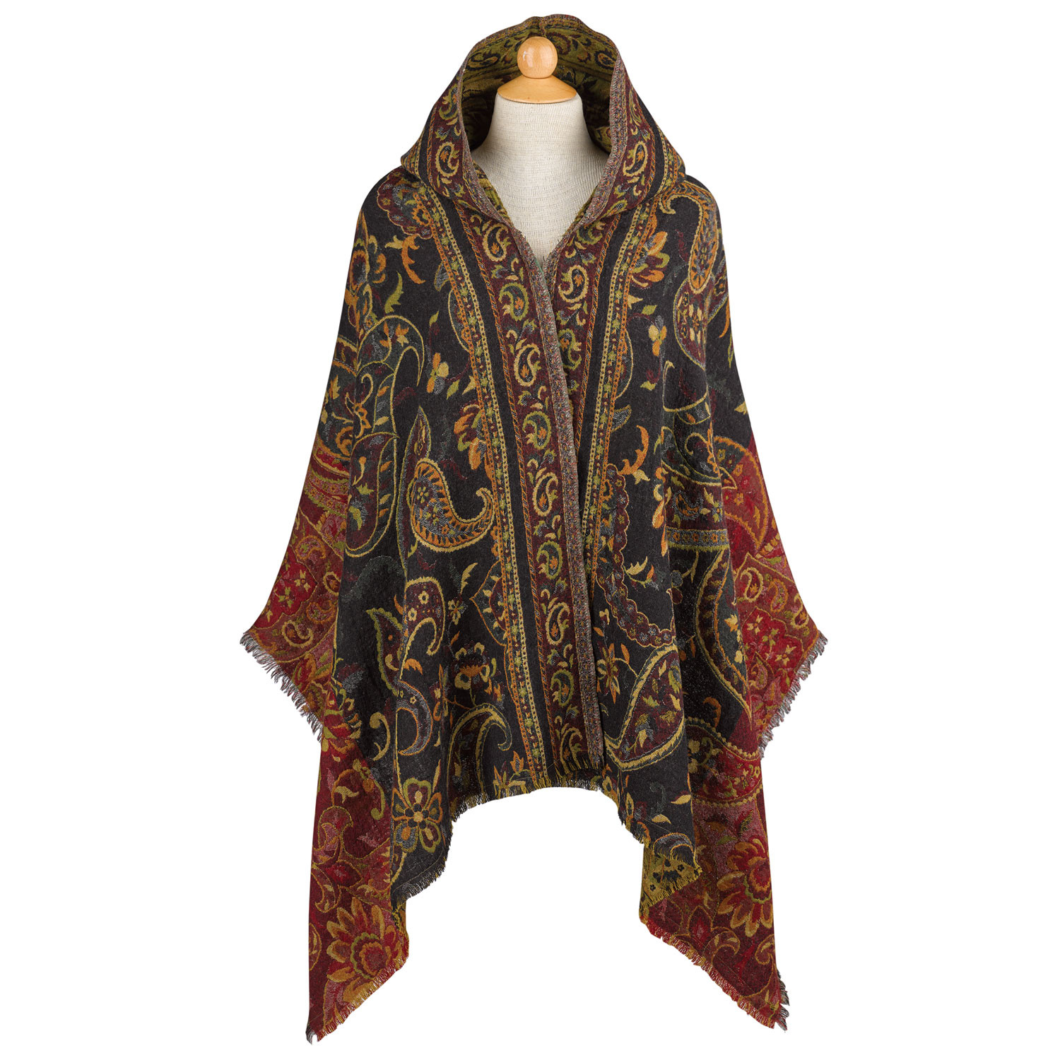 Paisley Wool Hooded Wrap | Signals | HY6787
