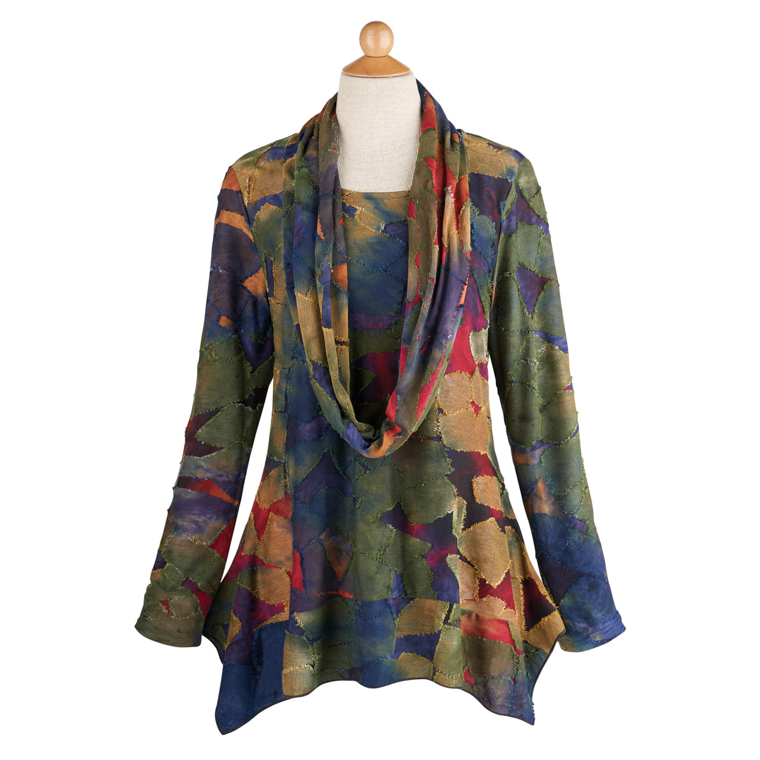 Jewel Tones Tunic with Necklace Scarf | Signals | HZ7212