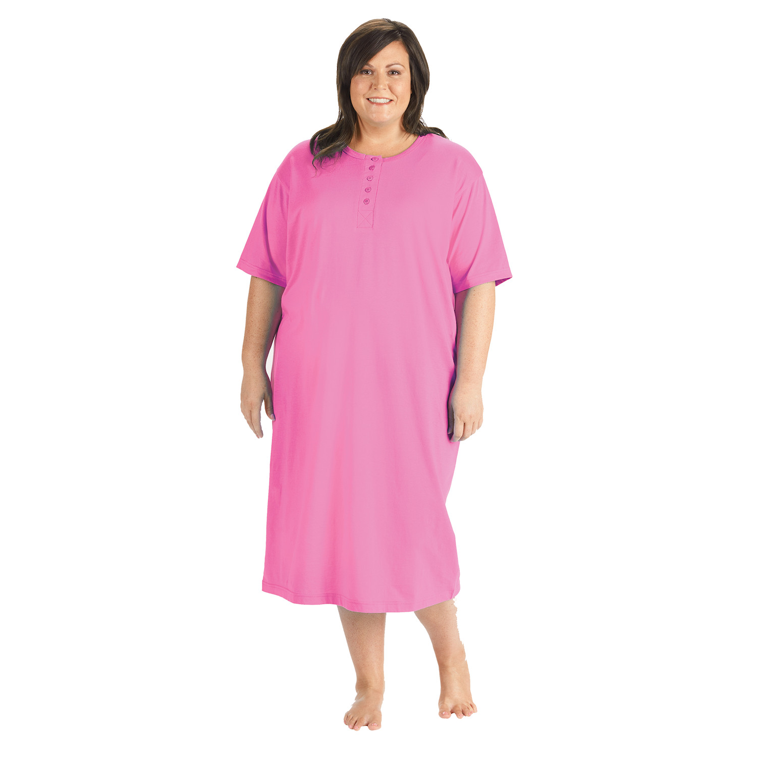 Womens 2 Pack Long Henley Nightshirts Pajama Sleep Shirt Set Plus
