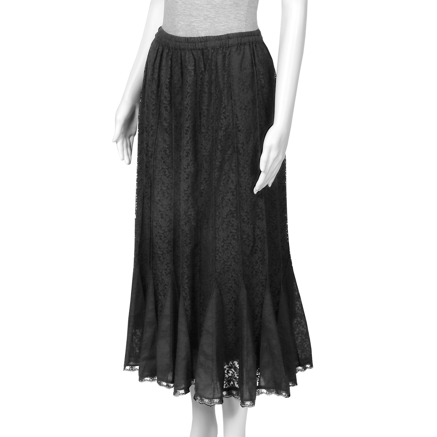 Women's Black Lace Gored Skirt - Fully Lined | Signals | TA4602