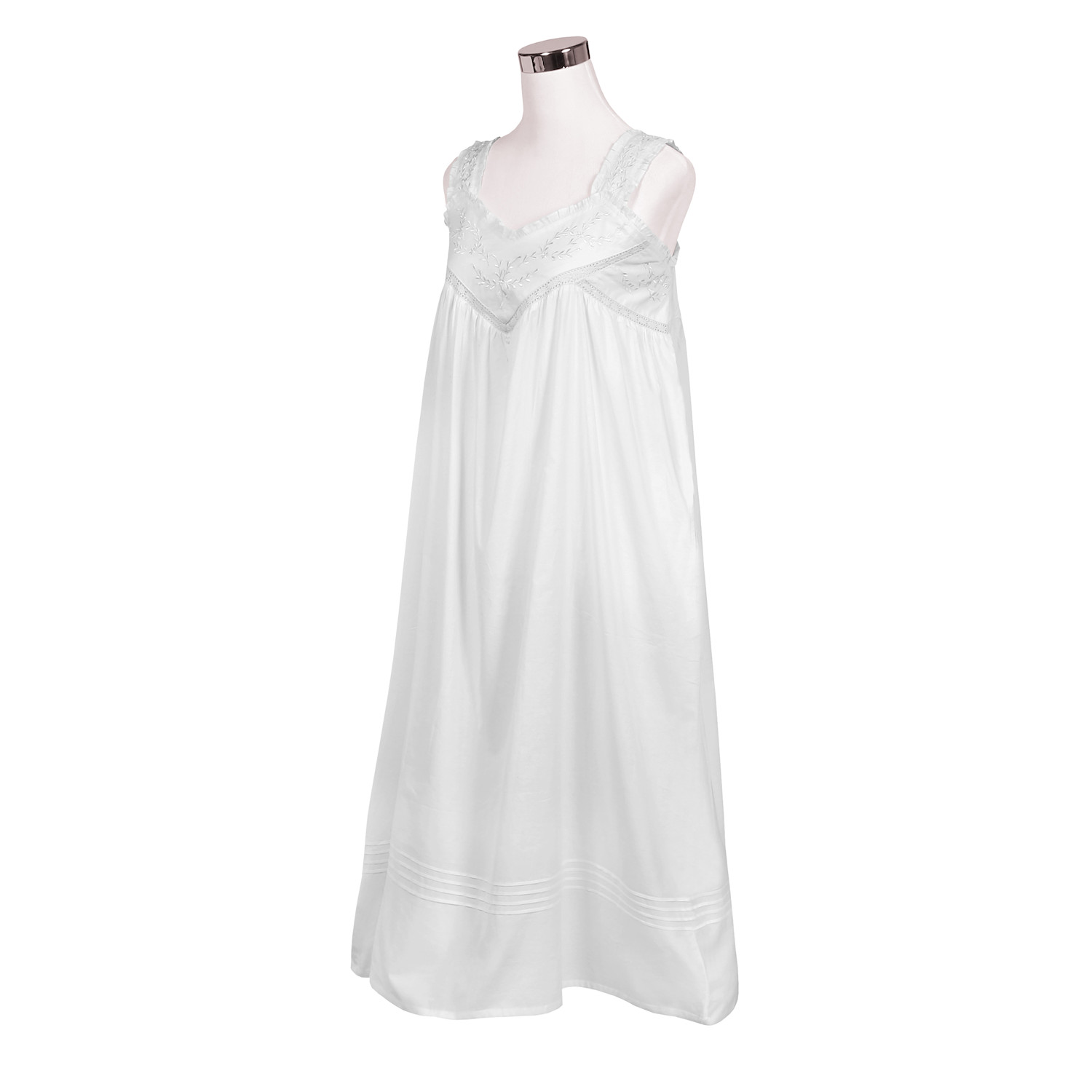 Floriana Womens Floral Embroidered Nightgown - Sleeveless Cotton ...